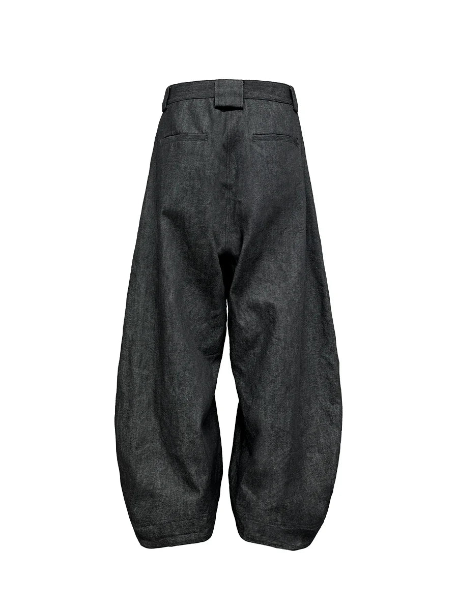 Low Crotch Pleated Raw Denims