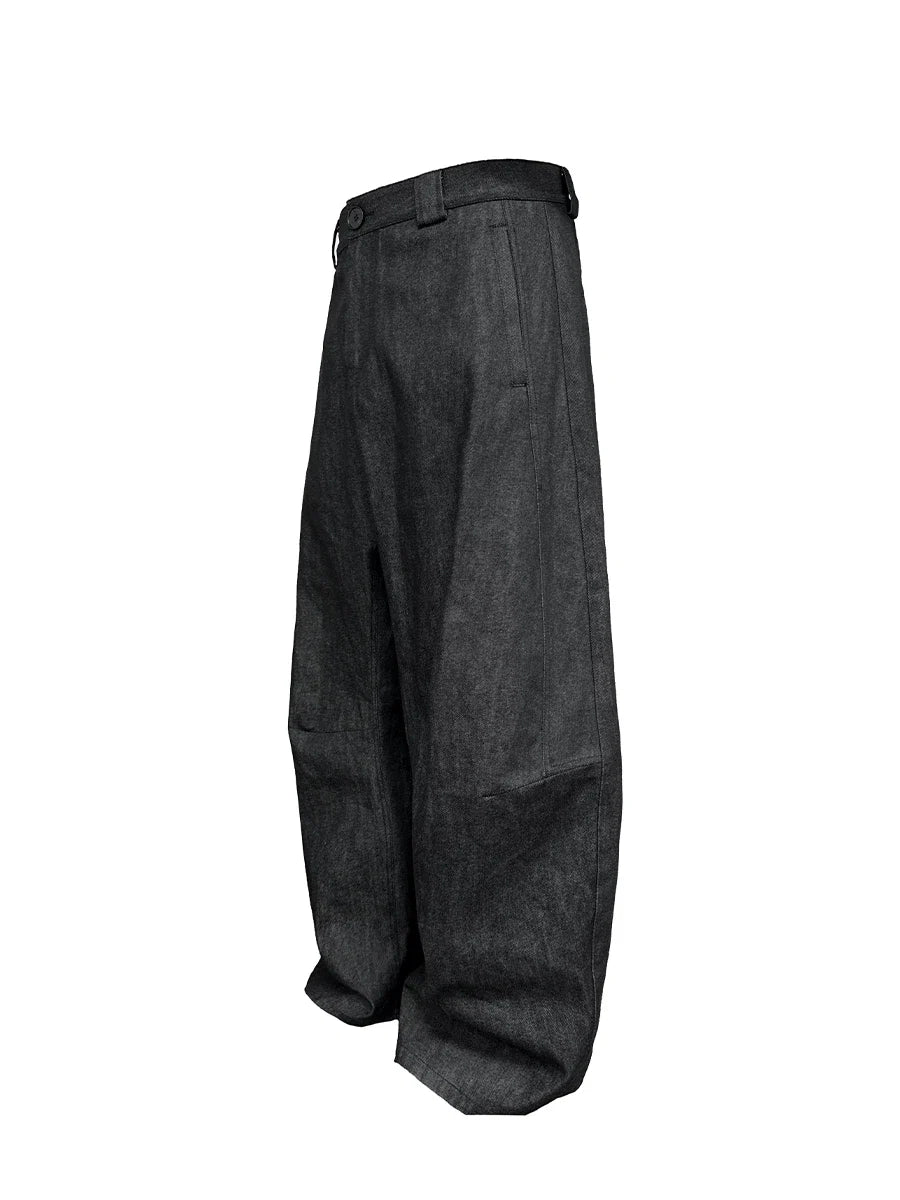 Low Crotch Pleated Raw Denims