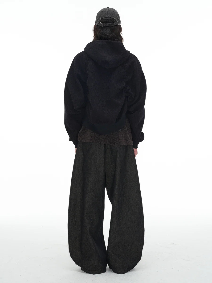 Low Crotch Pleated Raw Denims