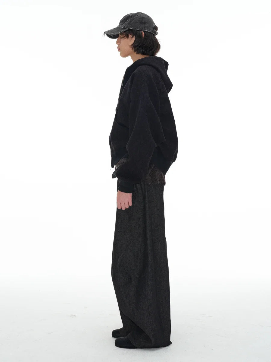 Low Crotch Pleated Raw Denims