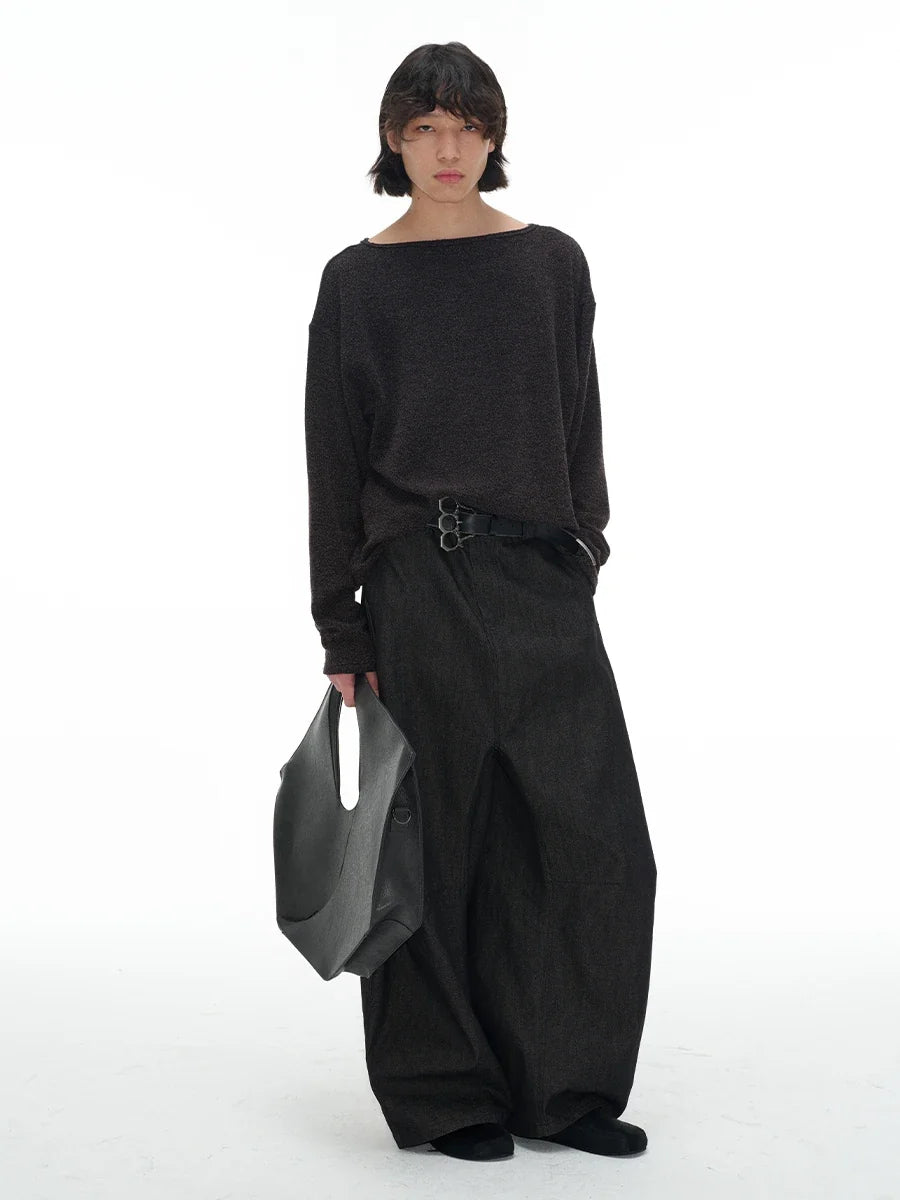 Low Crotch Pleated Raw Denims