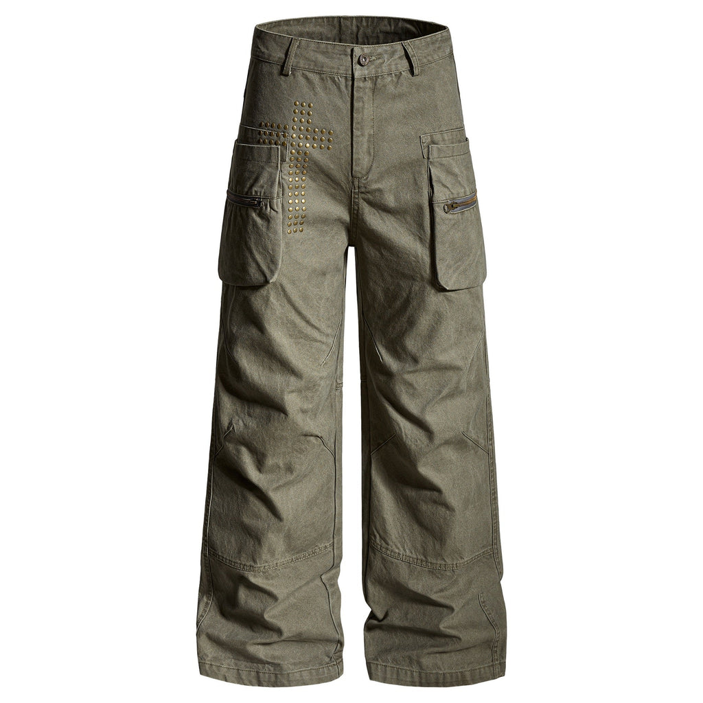 Cross Rivet Zip Cargo Pants