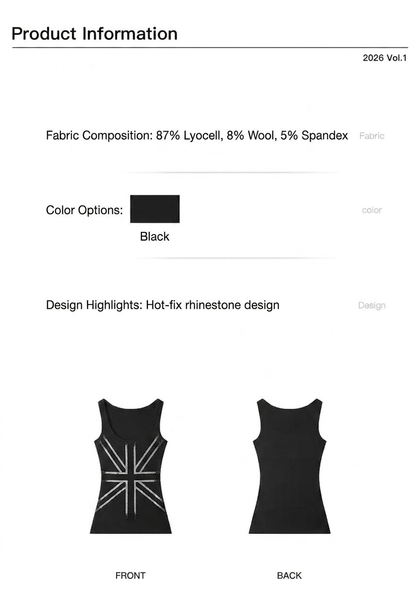 Rhinestone British flag Tank Top