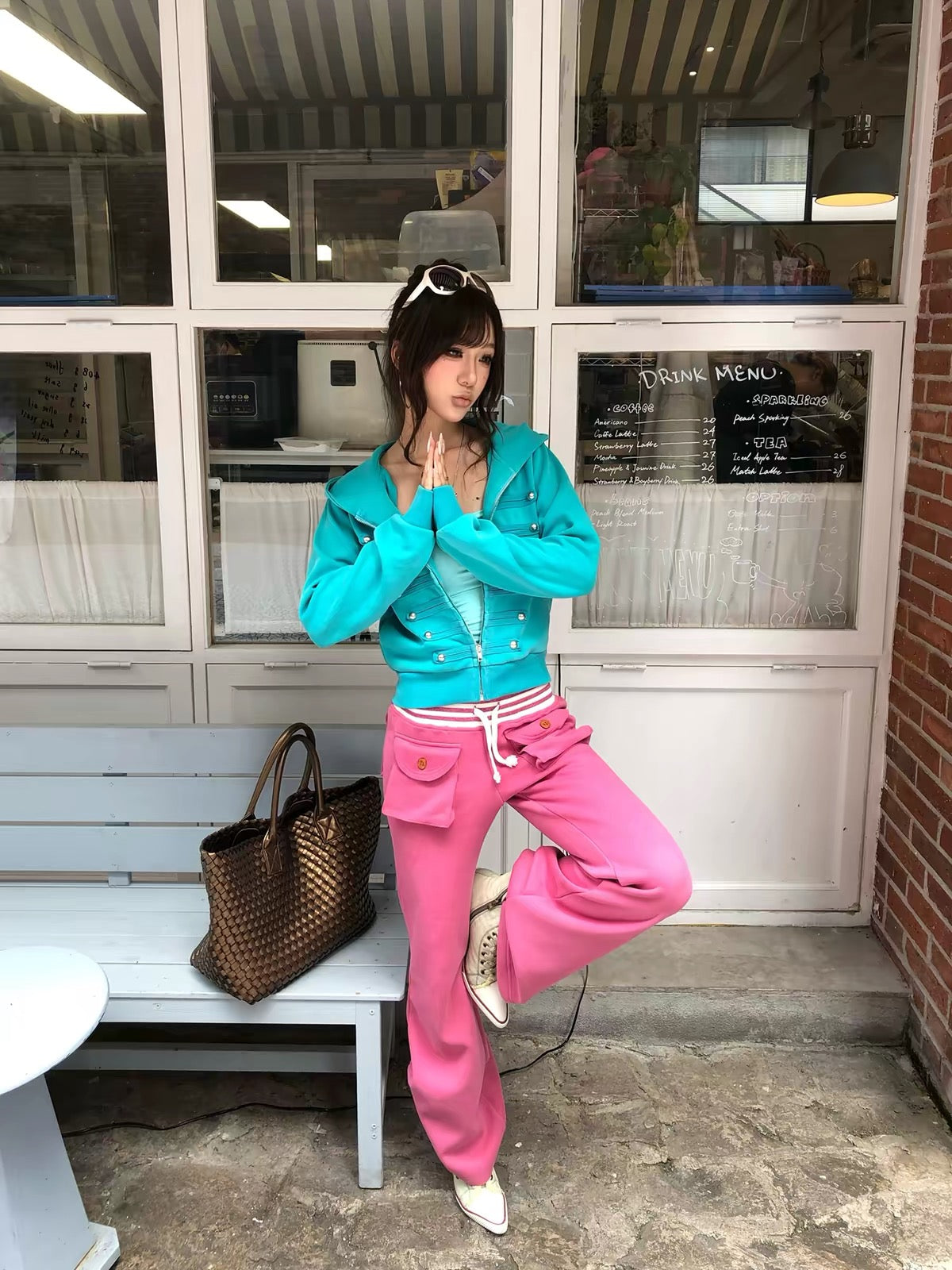 HABON Striped Pocket Flare SweatPants