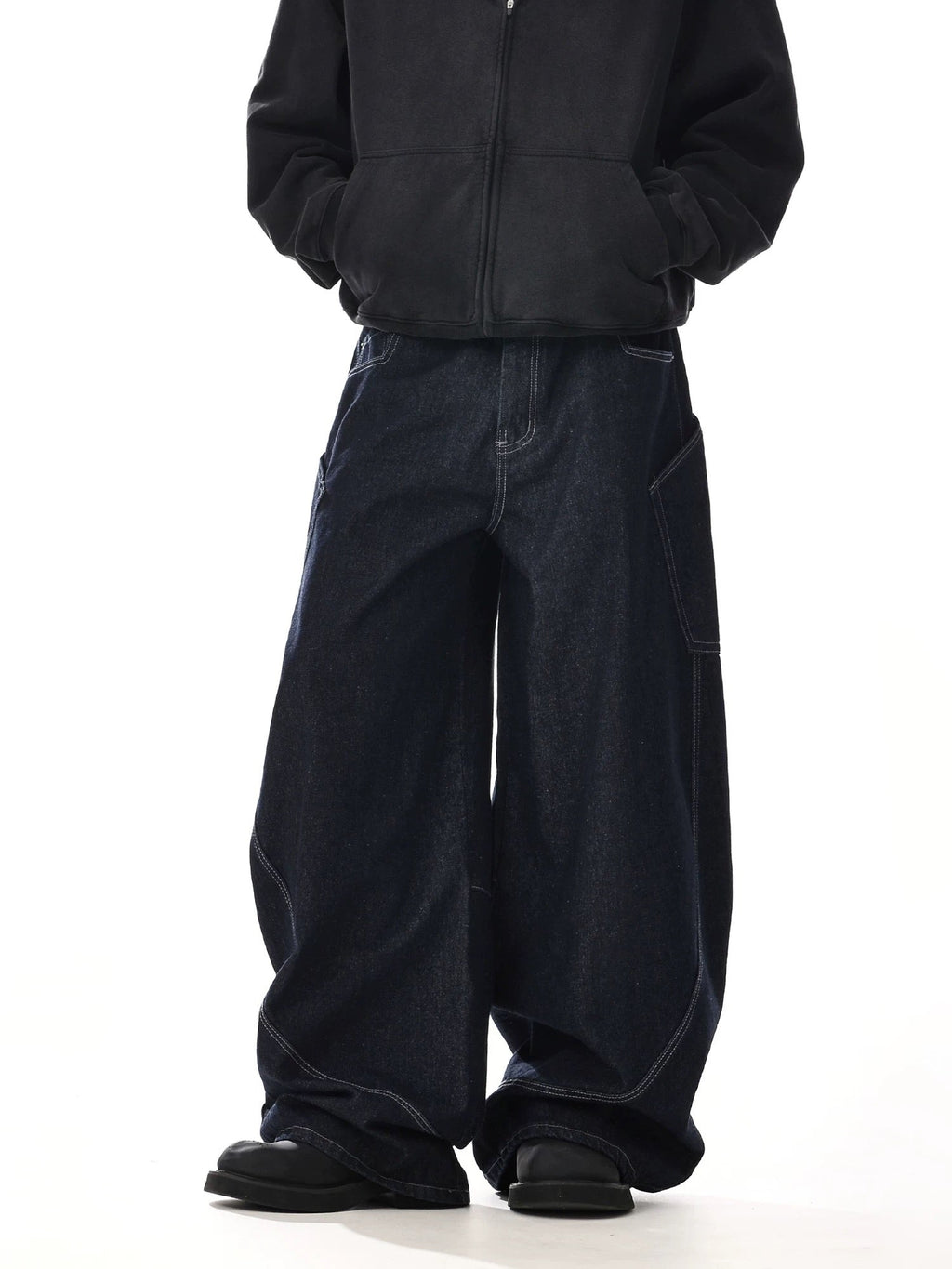 Scimitar Design Wide Leg Bright Line Original Color Jeans