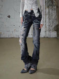 [Pre-order] Rhinestone Distressed Straight-Leg