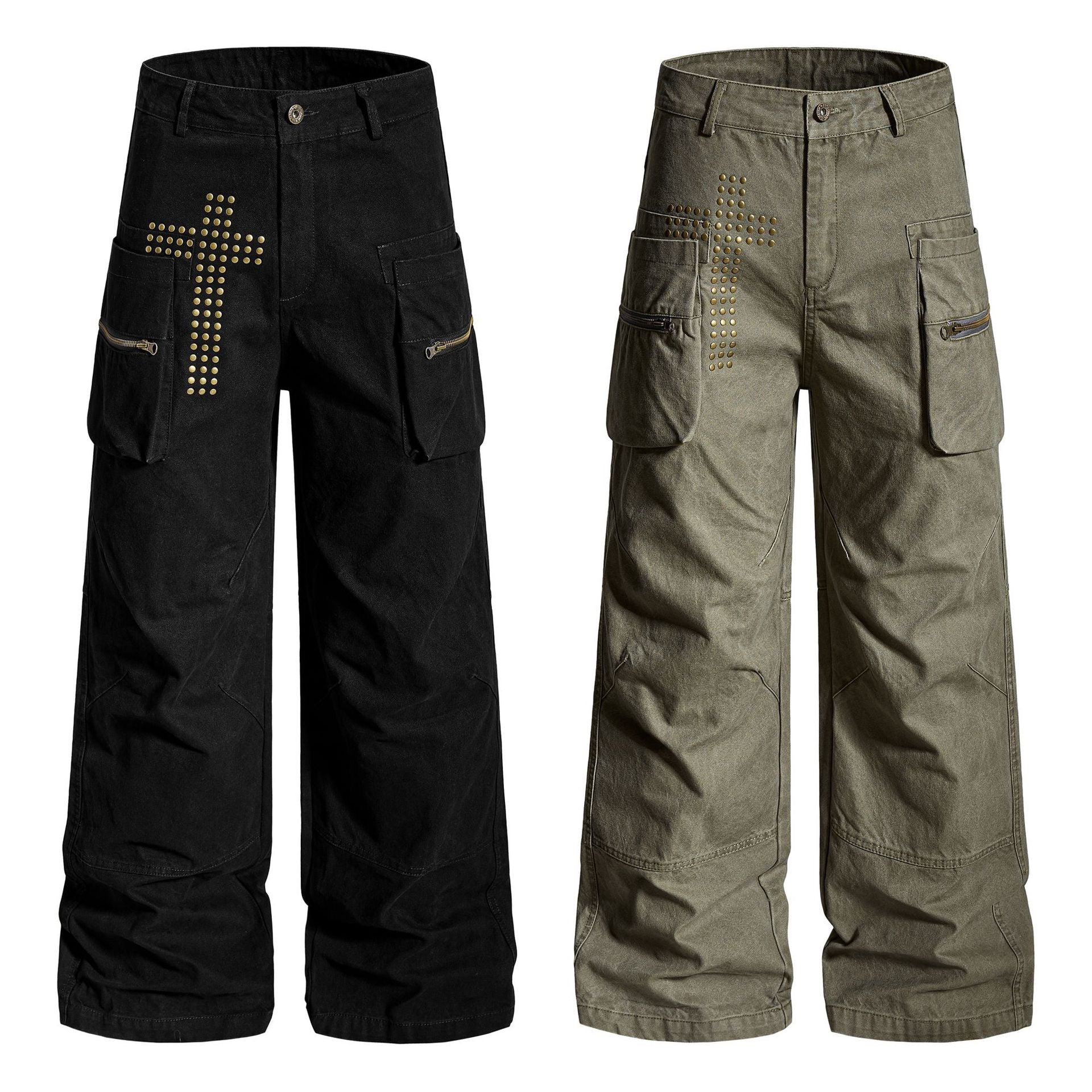 Cross Rivet Zip Cargo Pants