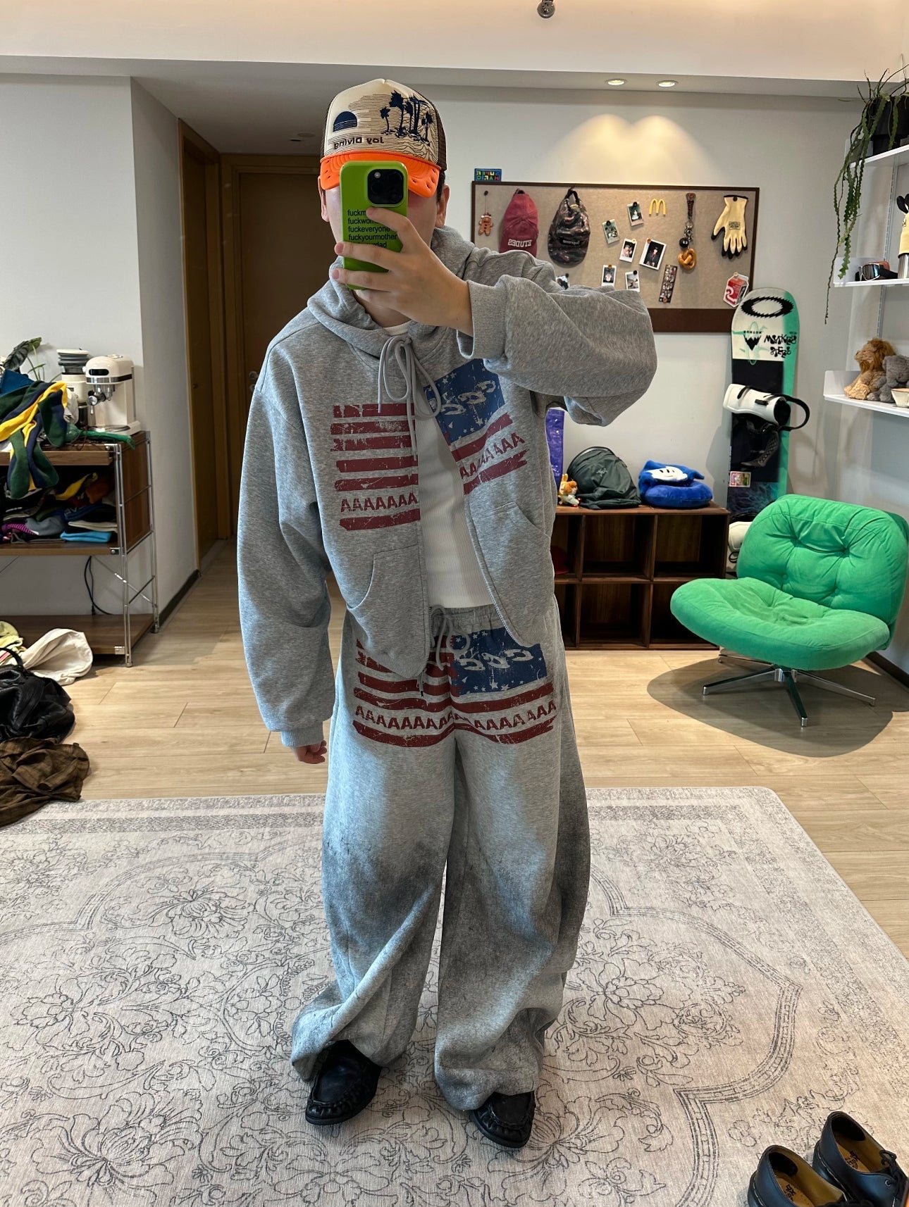 American Letter Flag Print Zip-Up