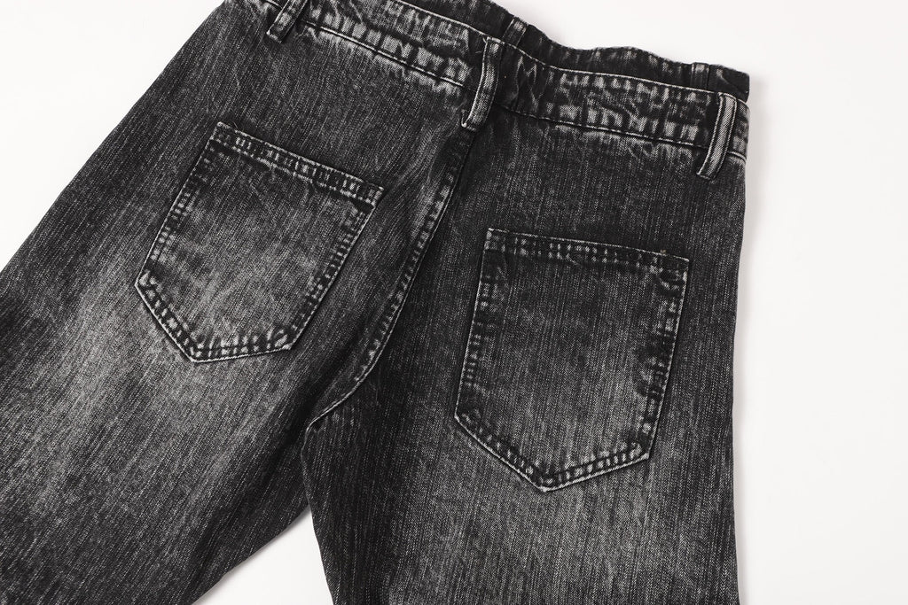 HABON Cross Rhinestone Double-Waist Slim Jeans