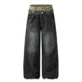 HABON Leopard Double-Waist Jeans