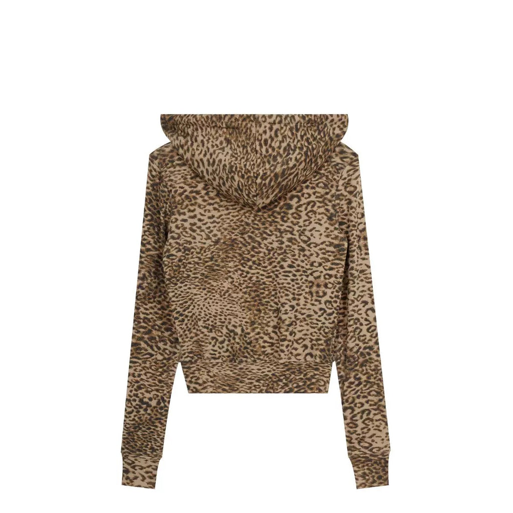 HABON Leopard Cropped Zip-Up Hoodie