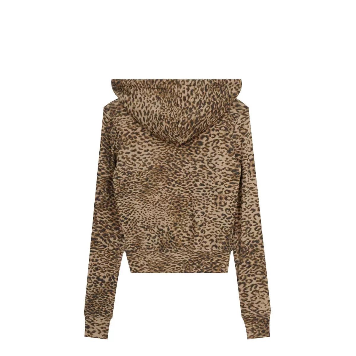 HABON Leopard Cropped Zip-Up Hoodie