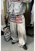 HABON American Flag Logo Print Drawstring Sweatpants