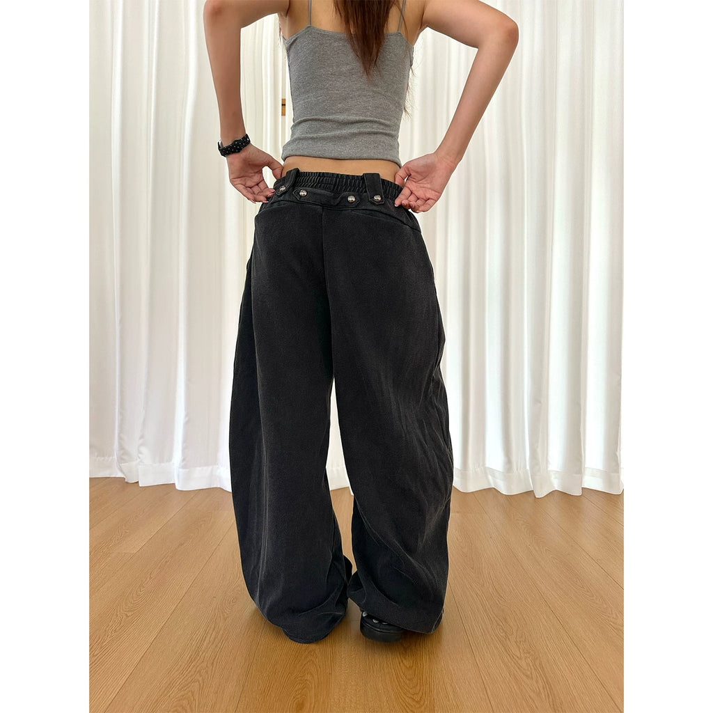HABON American Vintage Beaded Curved Wide Leg Sweatpants