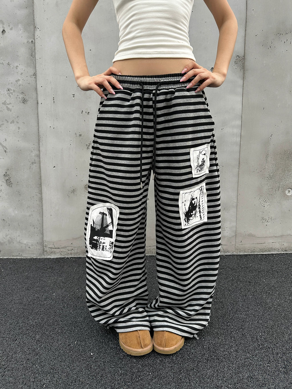 Unisex American Style Loose Fit Drawstring Oversized Trousers