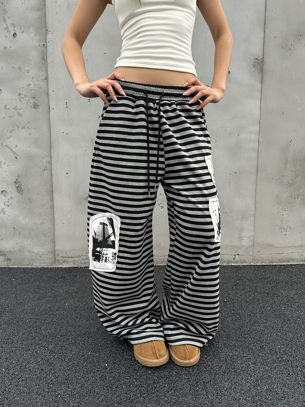 Unisex American Style Loose Fit Drawstring Oversized Trousers