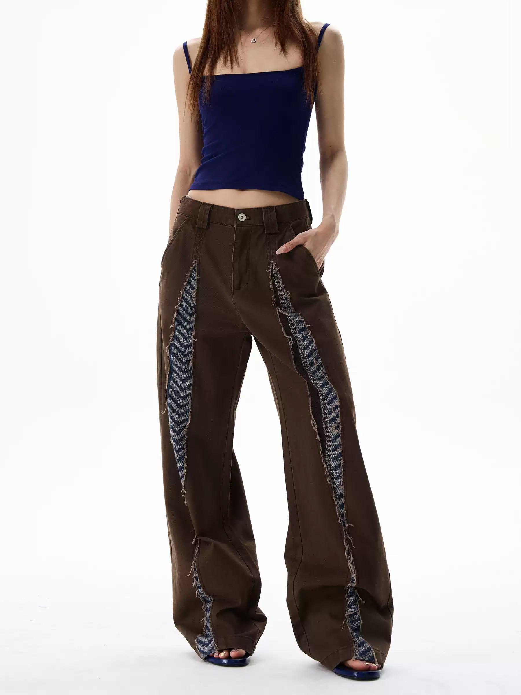 Retro Raw Edge Stitching Niche Design Diamond Destruction