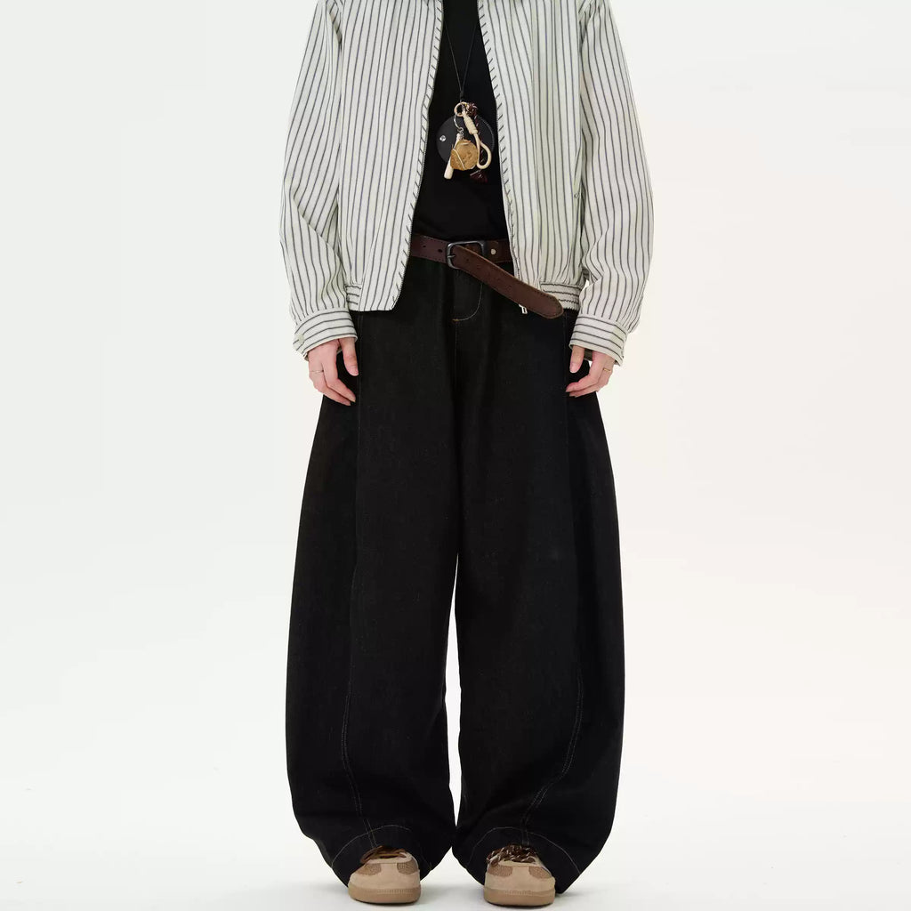 Retro Denim Black Wide-Leg Scimitar Jeans