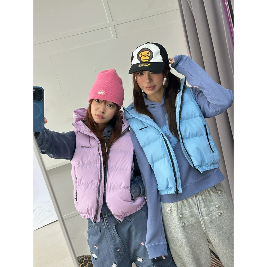 HABON American Style Hooded Padded Vest, Loose Fit for Men and Women