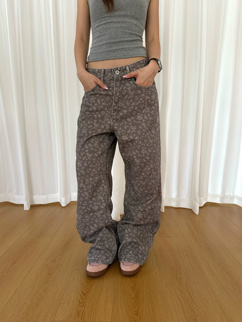 HABON American Street Style All-Over Print Straight Casual Pants