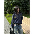 HABON Washed Distressed Paint Splatter Zip-Up Boxy Hoodie