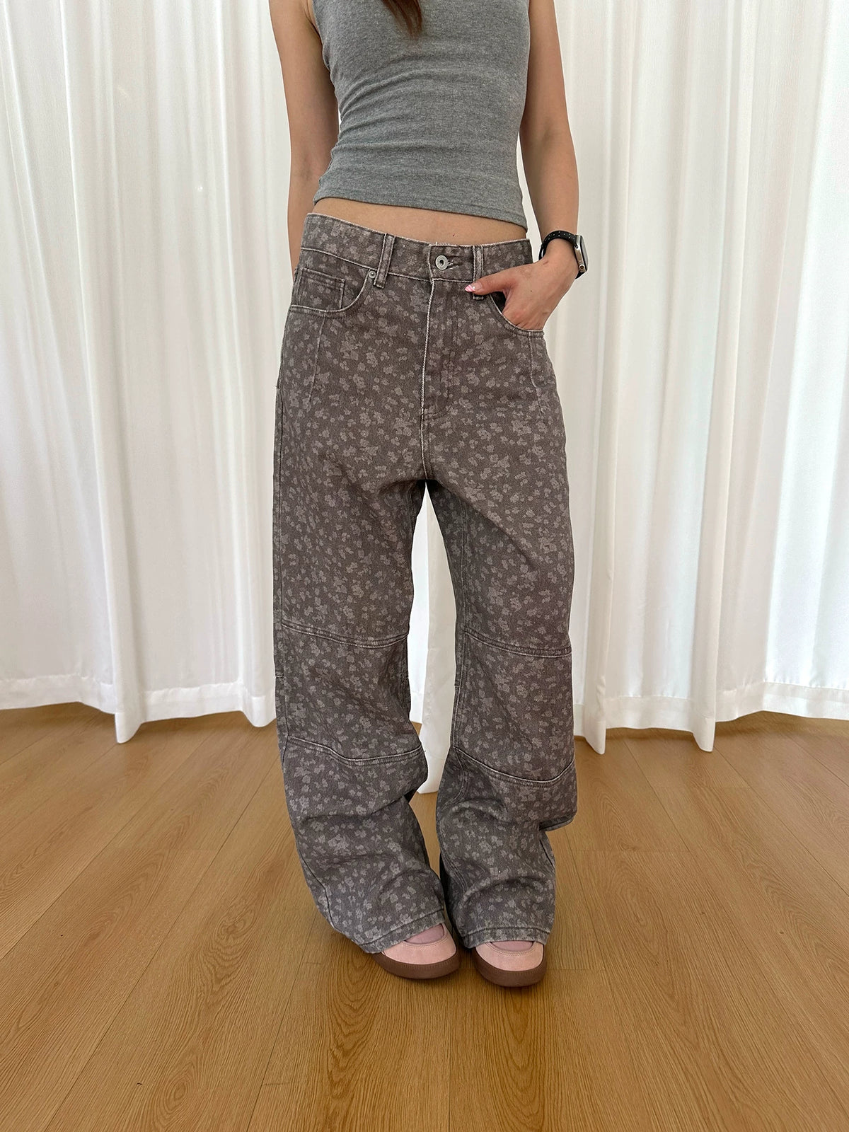 HABON American Street Style All-Over Print Straight Casual Pants