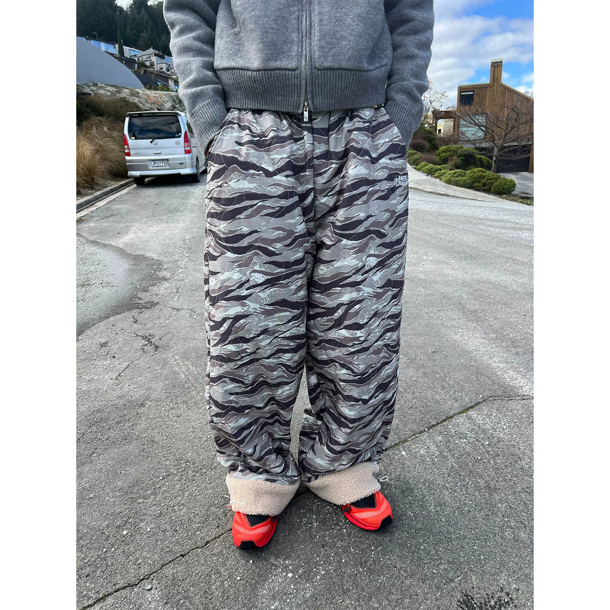 HABON Winter Camo Quilted Fleece Padded Ski Pants, Warm Loose Fit for Men & Women