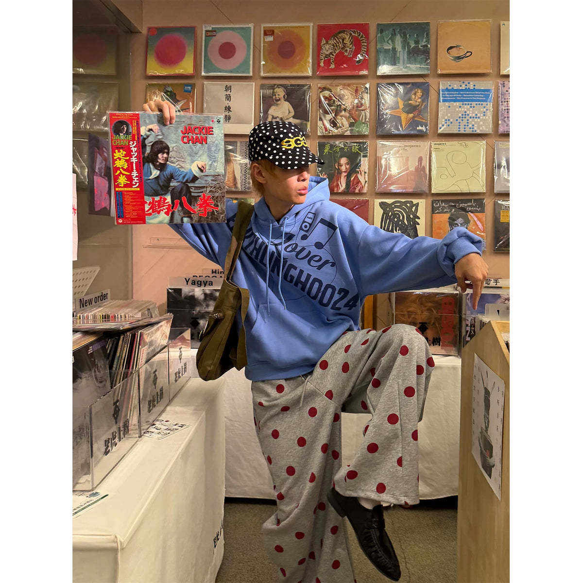 HABON American Style Polka Dot Embroidered Sweatpants