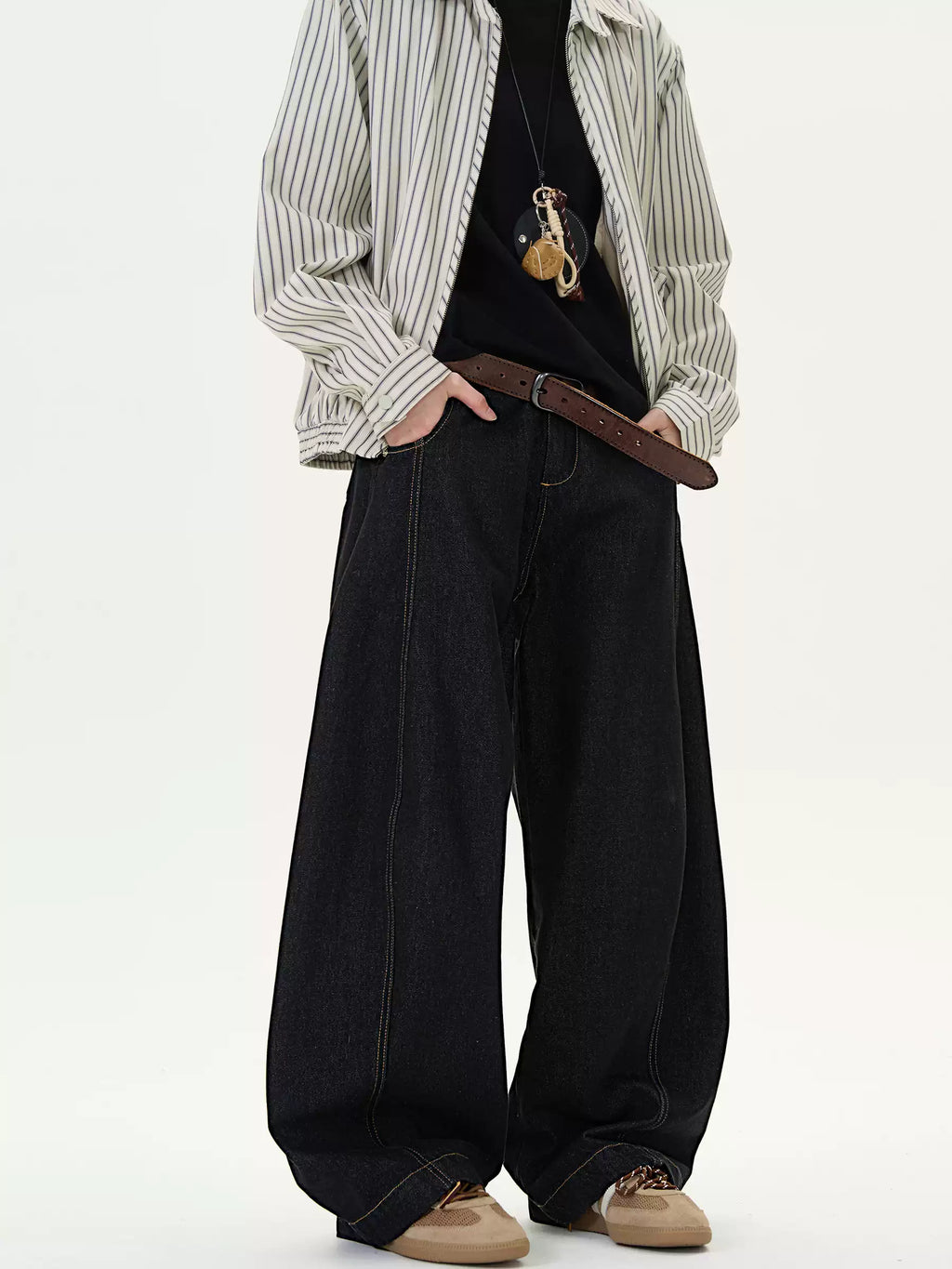 Retro Denim Black Wide-Leg Scimitar Jeans