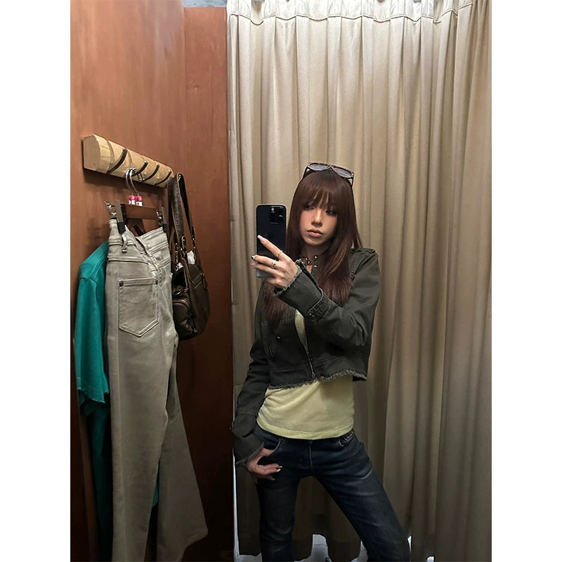 HABON American Street Deconstructed Cropped Jacket for Women