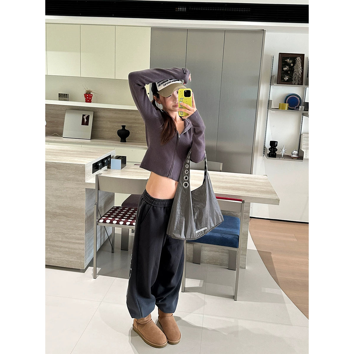 HABON American Style Wing Print Elastic Waist Wide Leg Sweatpants