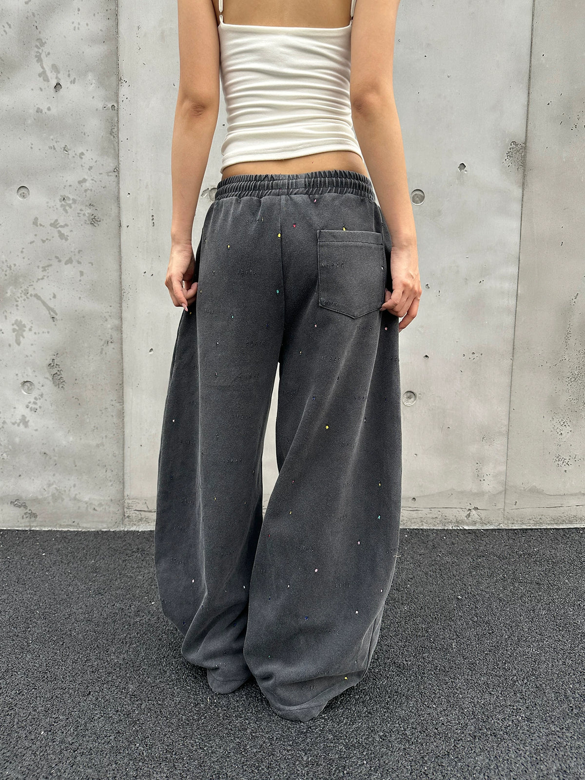 Unisex Loose Fit Elastic Waist Oversized Trousers