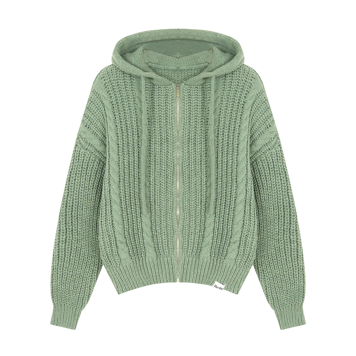 HABON American Style Cable Knit Hooded Sweater Cardigan for Men and Women