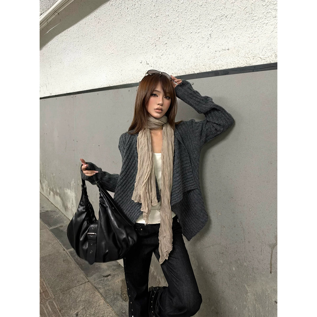 HABON Women's Vintage Lapel Knit Cardigan Sweater