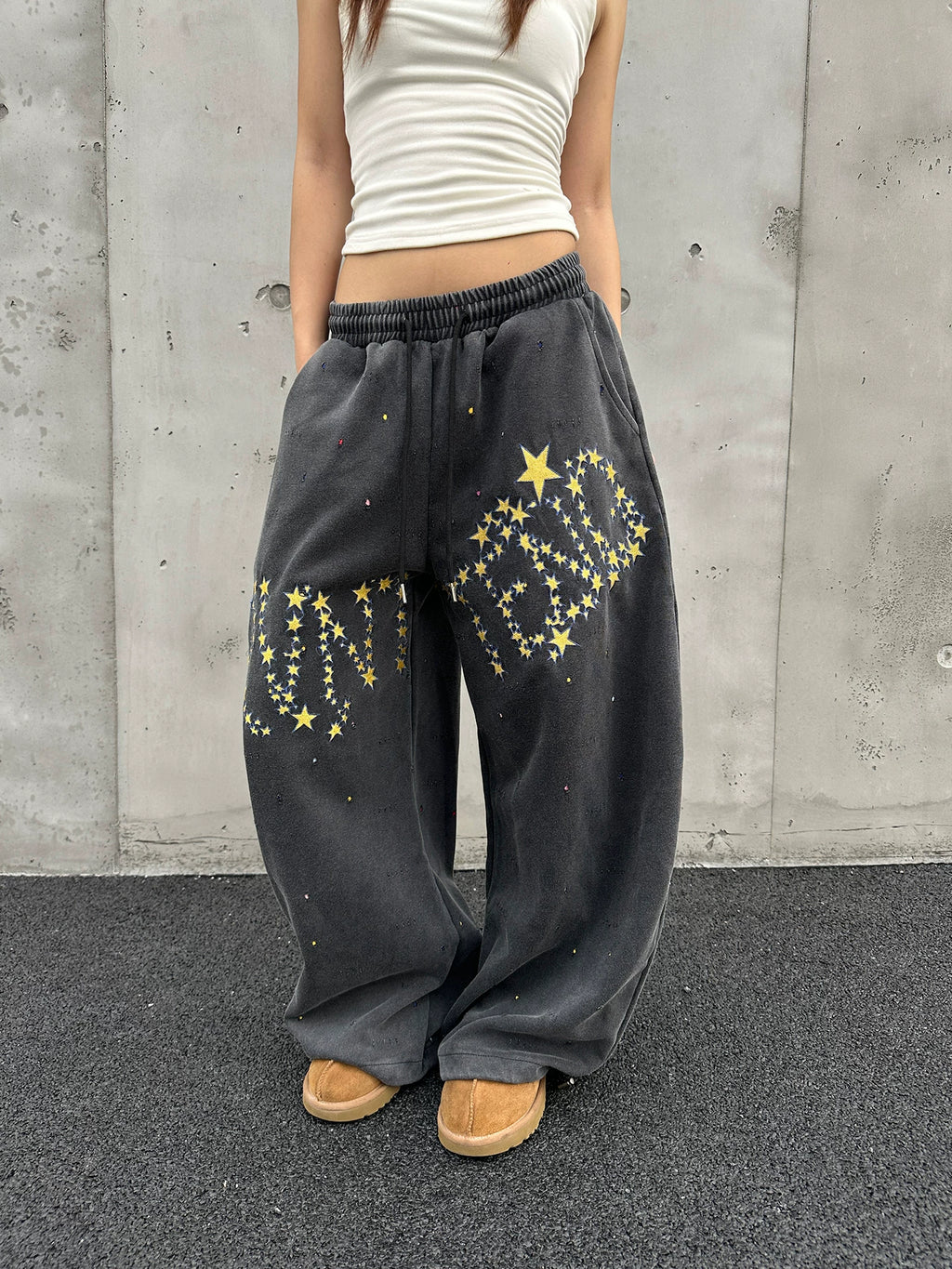 Unisex Loose Fit Elastic Waist Oversized Trousers