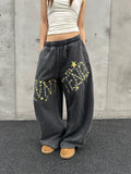 Unisex Loose Fit Elastic Waist Oversized Trousers