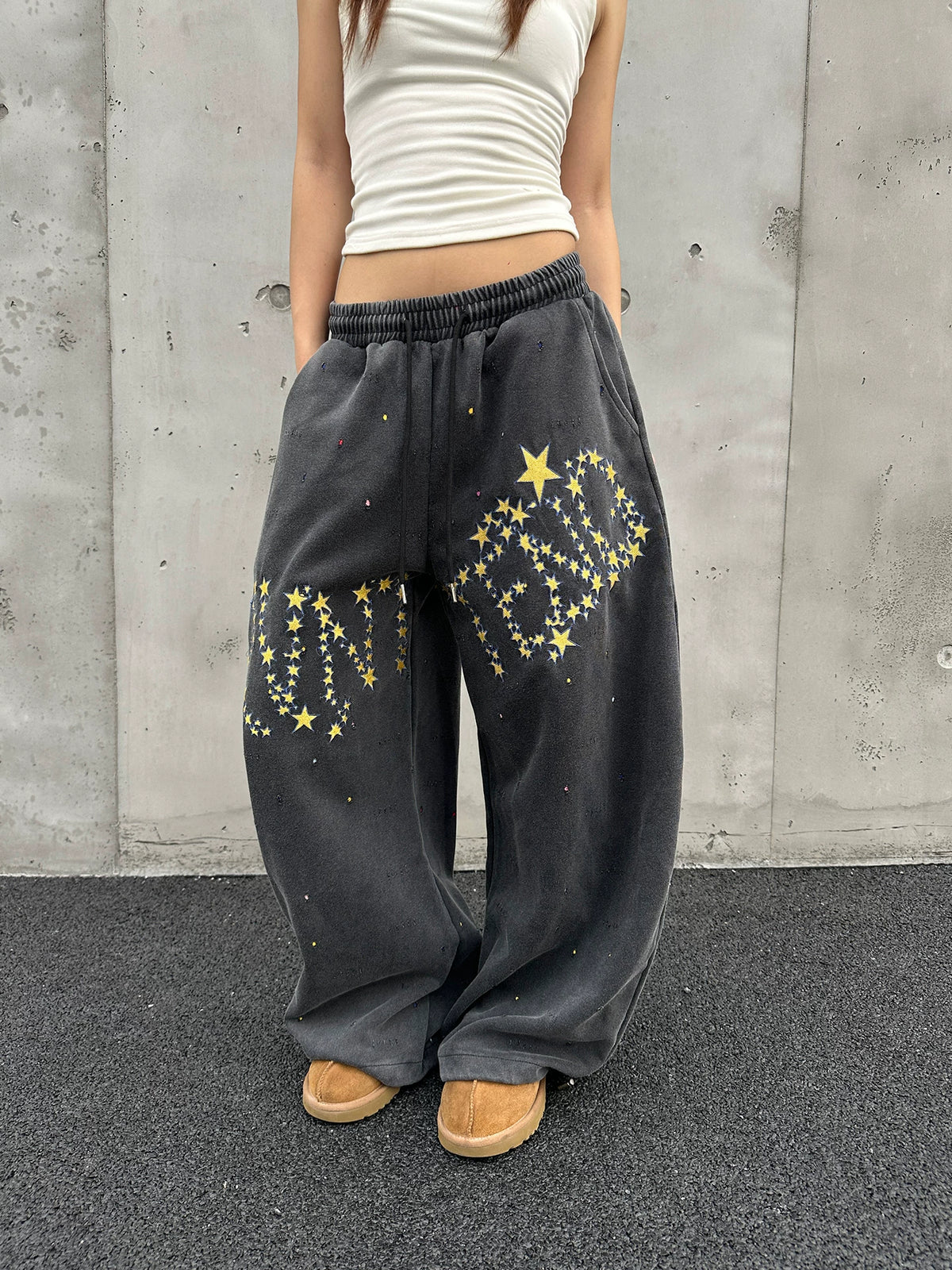 Unisex Loose Fit Elastic Waist Oversized Trousers
