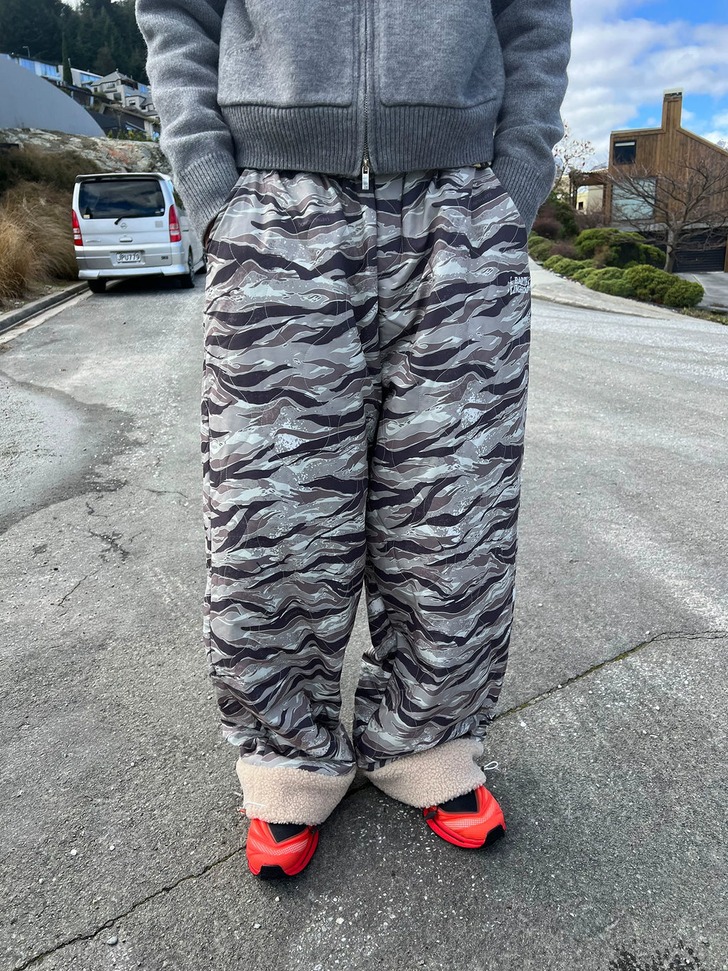 HABON Winter Camo Quilted Fleece Padded Ski Pants, Warm Loose Fit for Men & Women