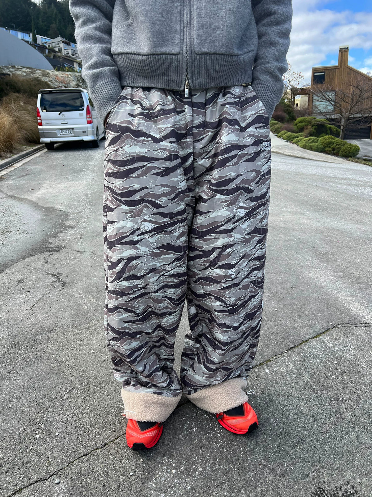 HABON Winter Camo Quilted Fleece Padded Ski Pants, Warm Loose Fit for Men & Women