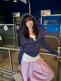 HABON American Style Star Print Hooded Zip Up Sweatshirt