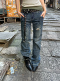 HABON American Style Washed Distressed Straight Leg Jeans