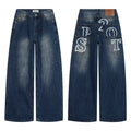 HABON American Style Patchwork Pocket Wide Leg Straight Jeans