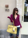 HABON Women's American Style Striped Double Zipper Hooded Knit Sweater Jacket