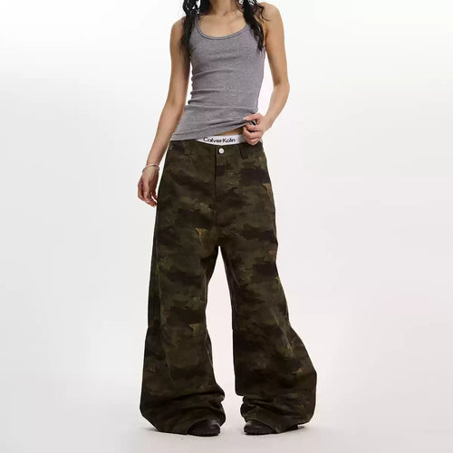 Camouflage Loose Split Ripped