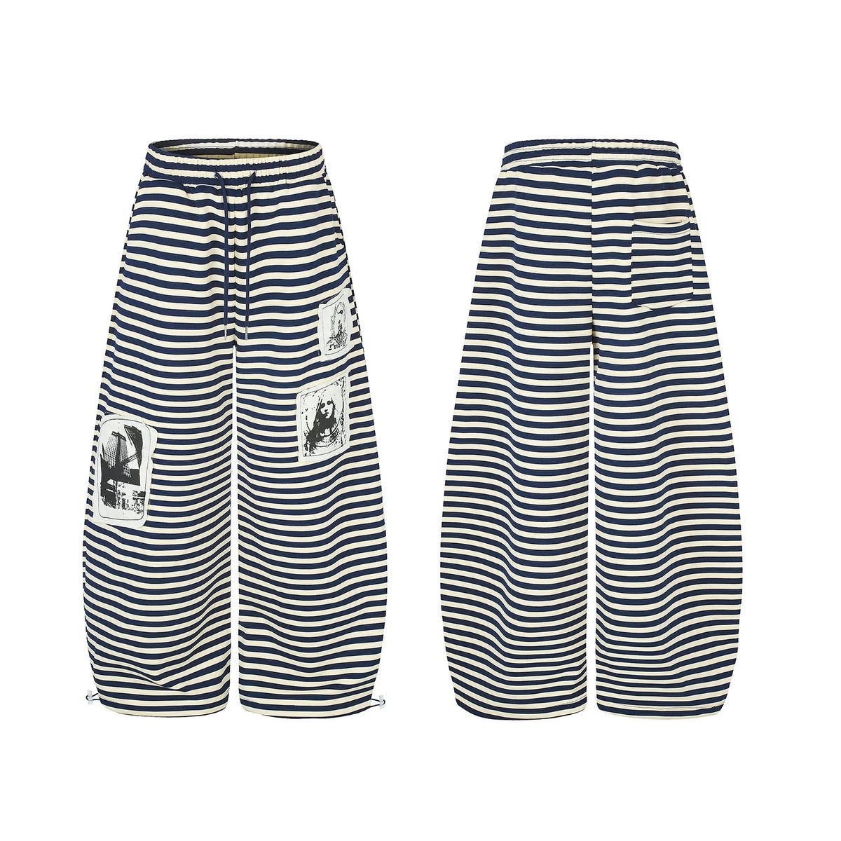 HABON Unisex American Style Loose Fit Drawstring Oversized Trousers