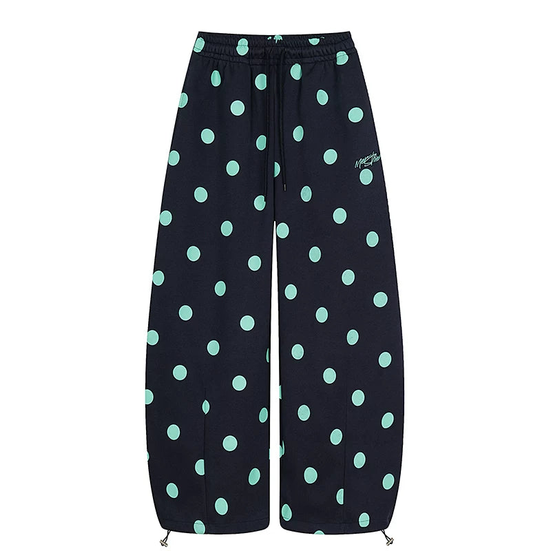 HABON American Style Polka Dot Embroidered Sweatpants
