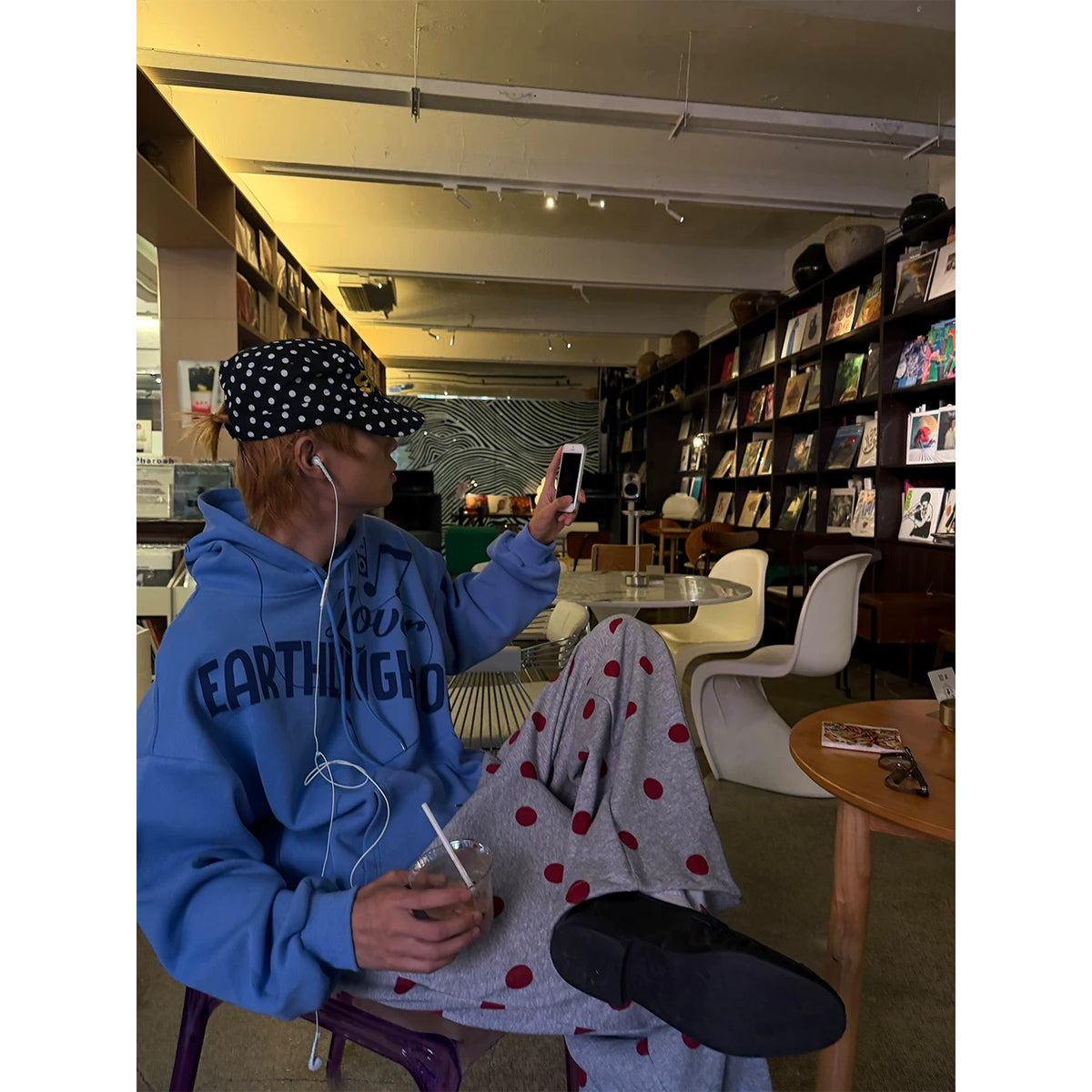 HABON American Style Polka Dot Embroidered Sweatpants