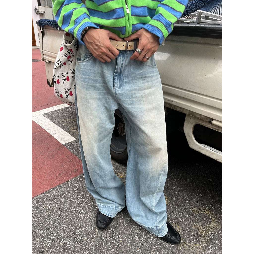 HABON American Vintage Washed Gradient Wide-Leg Jeans