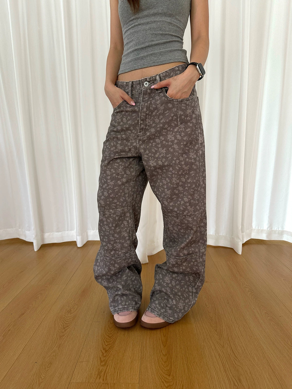 HABON American Street Style All-Over Print Straight Casual Pants