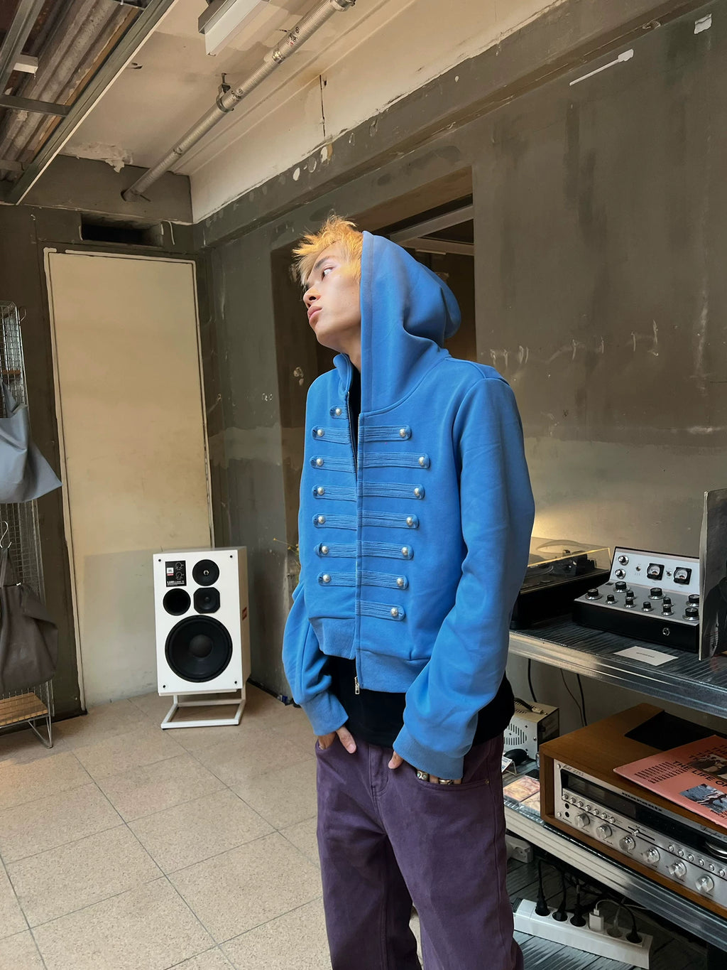 HABON Vintage Napoleon Hooded Cardigan Zip-Up Hoodie